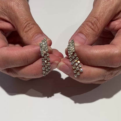 Rhinestone Dangle Earrings – Art Deco Revival – Tiered Crystal Fringe