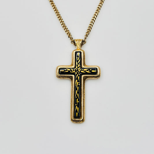 Sarah Coventry cross pendant necklace vintage 1978 gold tone