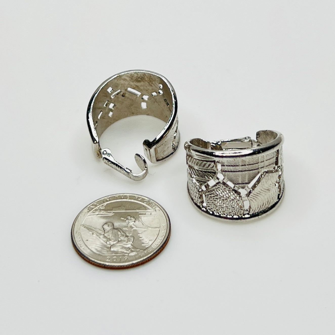 Sarah Coventry Wide Hoop Earrings – 1970s Silver Tone – Clip On