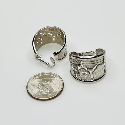 Sarah Coventry Wide Hoop Earrings – 1970s Silver Tone – Clip On