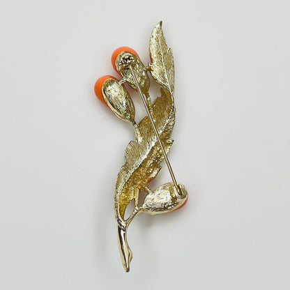 Reverse of brooch with Sarah Coventry signature on gold-tone metal