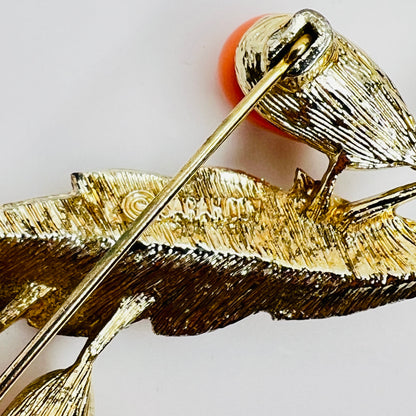 Reverse of brooch with Sarah Coventry signature on gold-tone metal