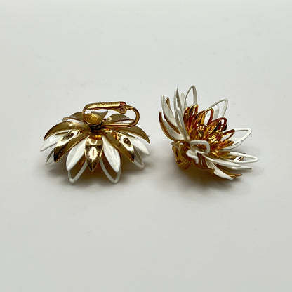 1960s clip-on earrings with matching enamel floral design