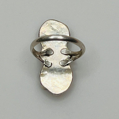 Vintage mosaic turquoise pinky ring with split band and rope detailing