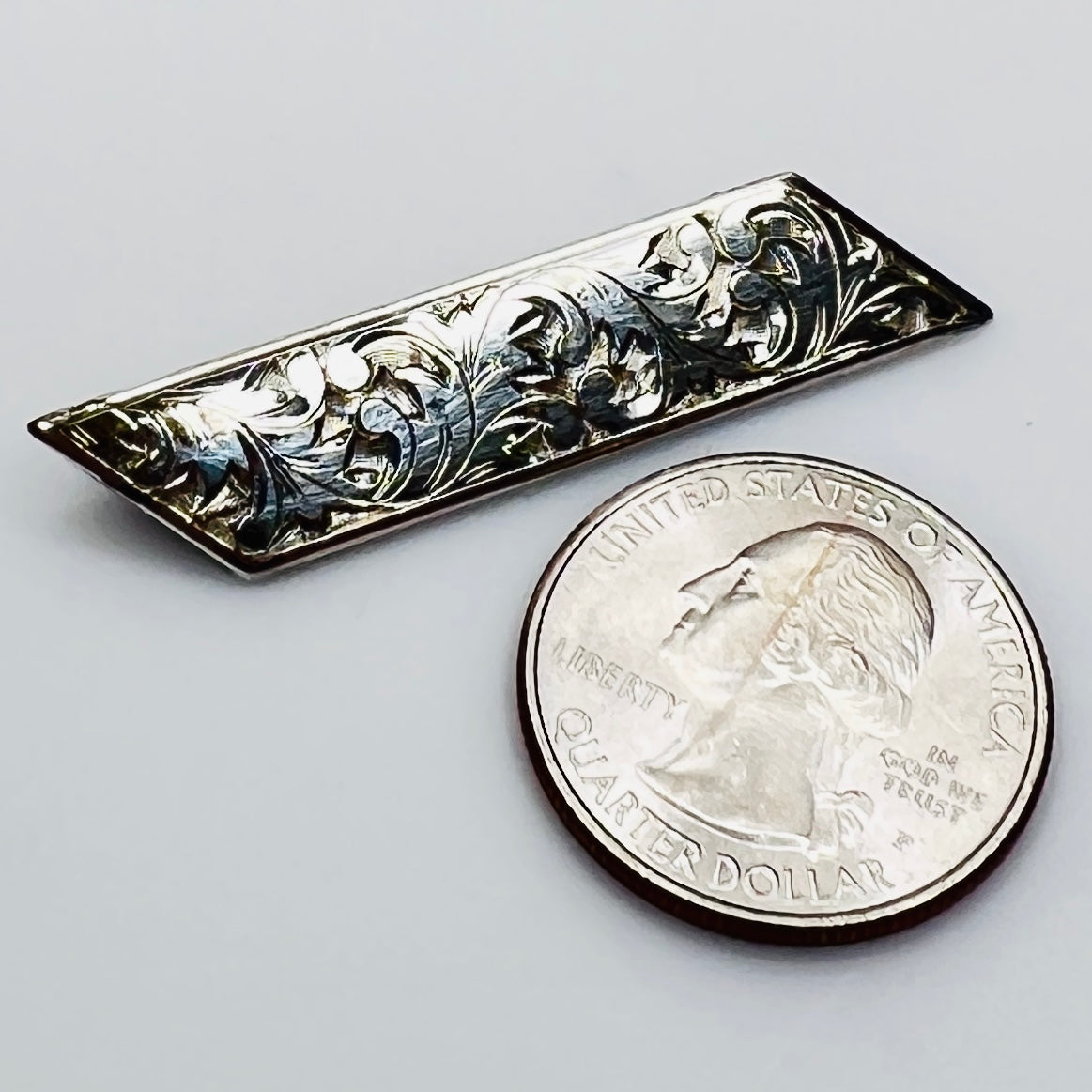 1960s sterling silver etched bar lapel pin