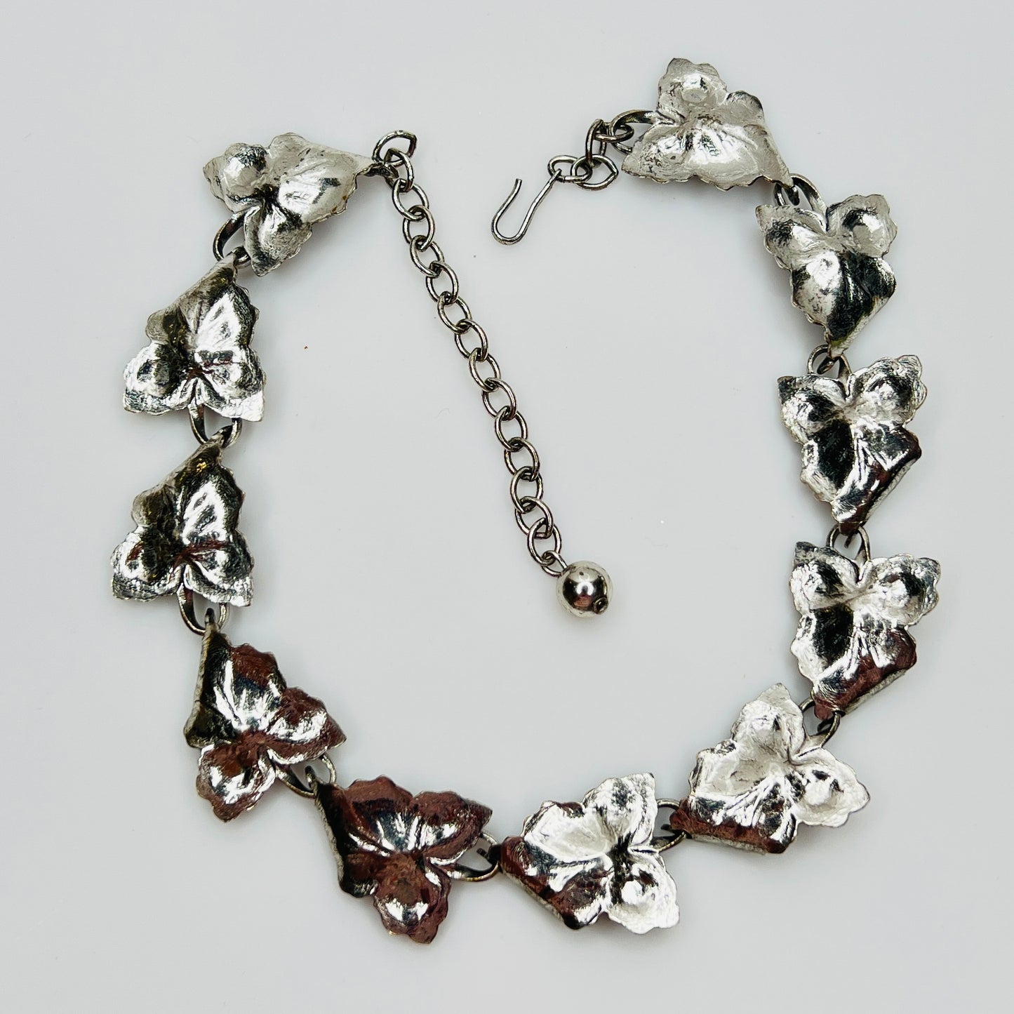 Mid century botanical sterling silver necklace