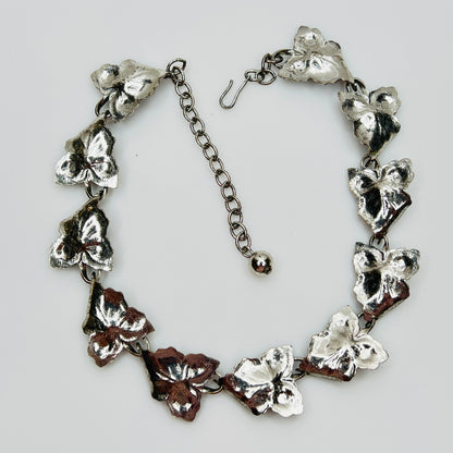 Mid century botanical sterling silver necklace