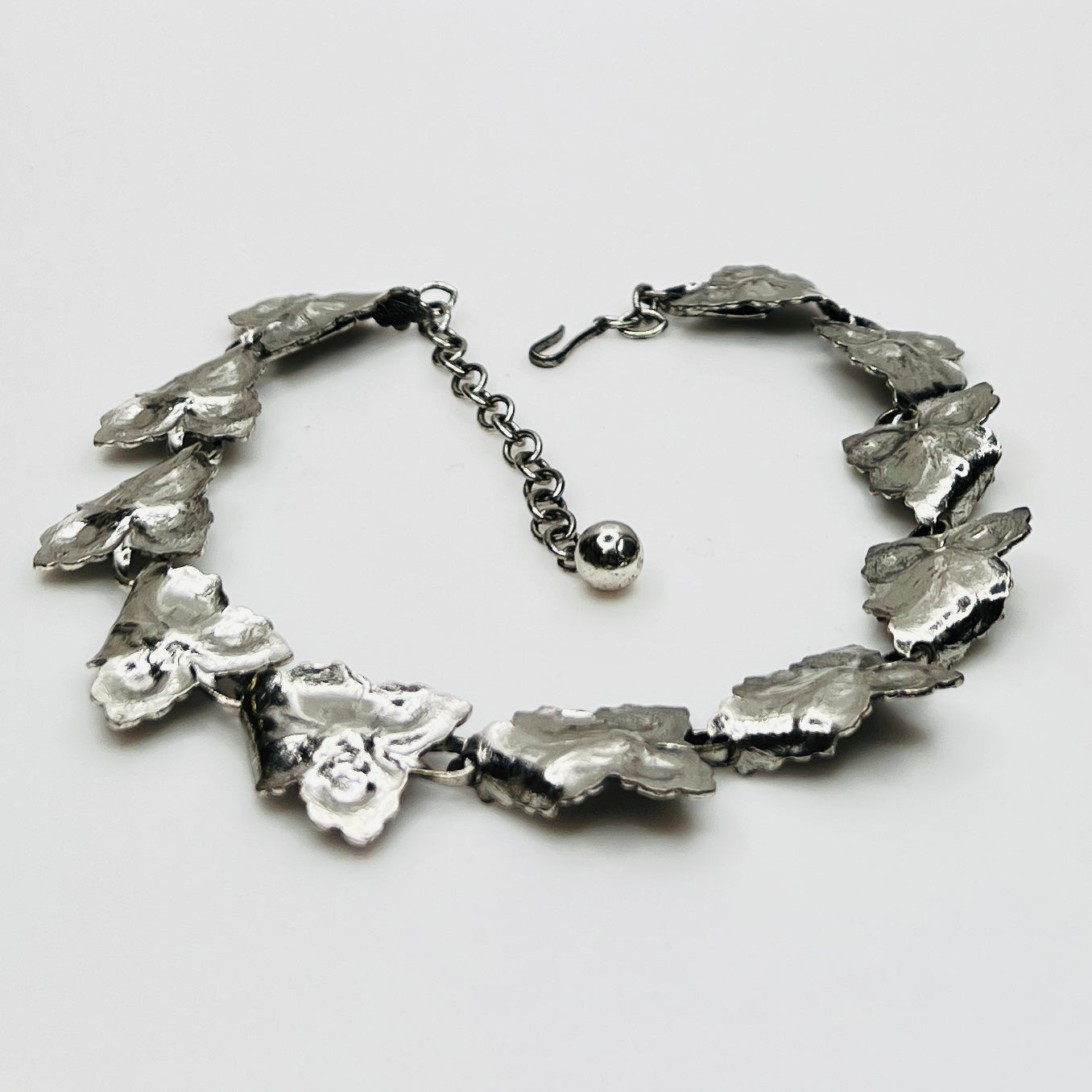 Mid century botanical sterling silver necklace