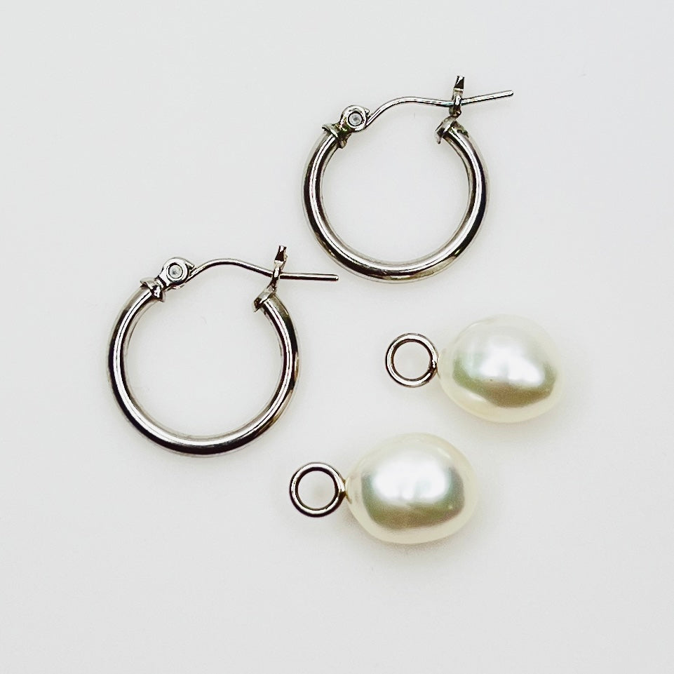 Hoops and pearl drops shown separately