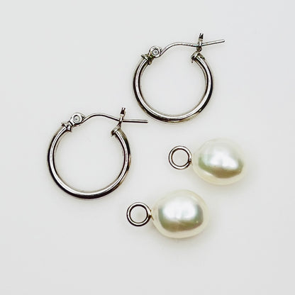 Hoops and pearl drops shown separately