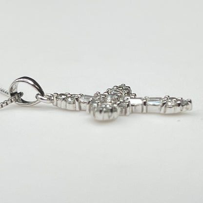 Italian-made box chain necklace with CZ cross pendant