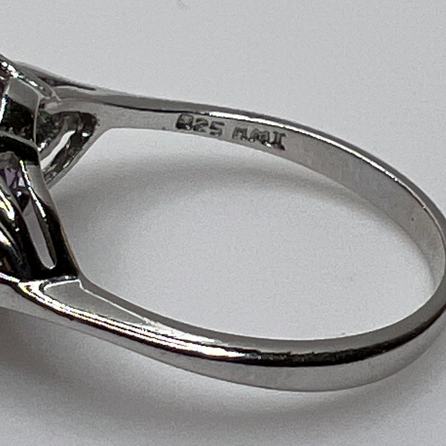Sterling silver February birthstone ring with large purple amethyst