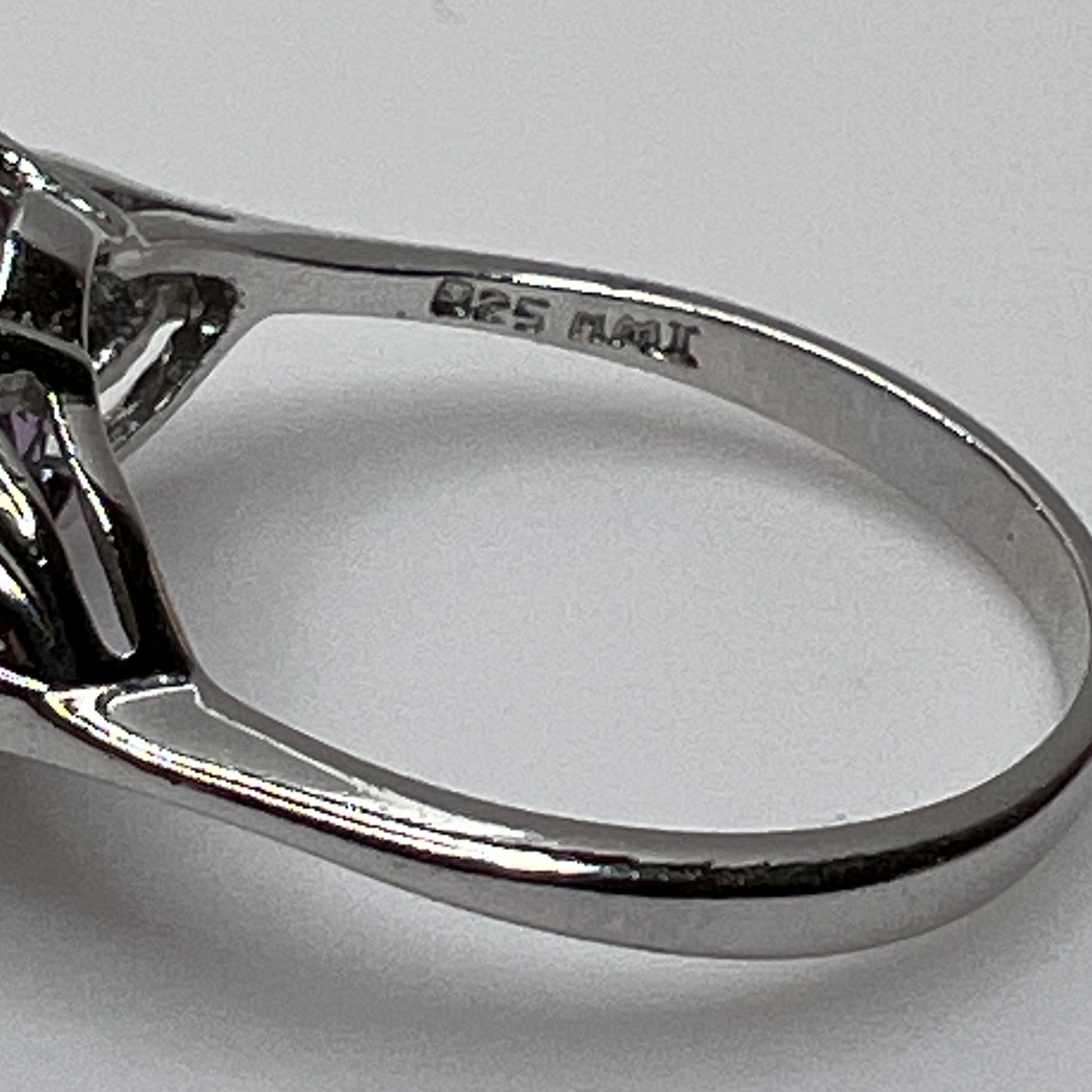 Sterling silver February birthstone ring with large purple amethyst