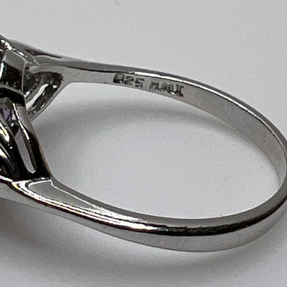 Sterling silver February birthstone ring with large purple amethyst