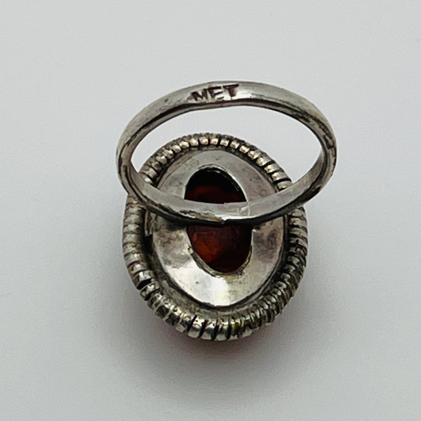 Vintage boho amber statement ring with natural inclusions