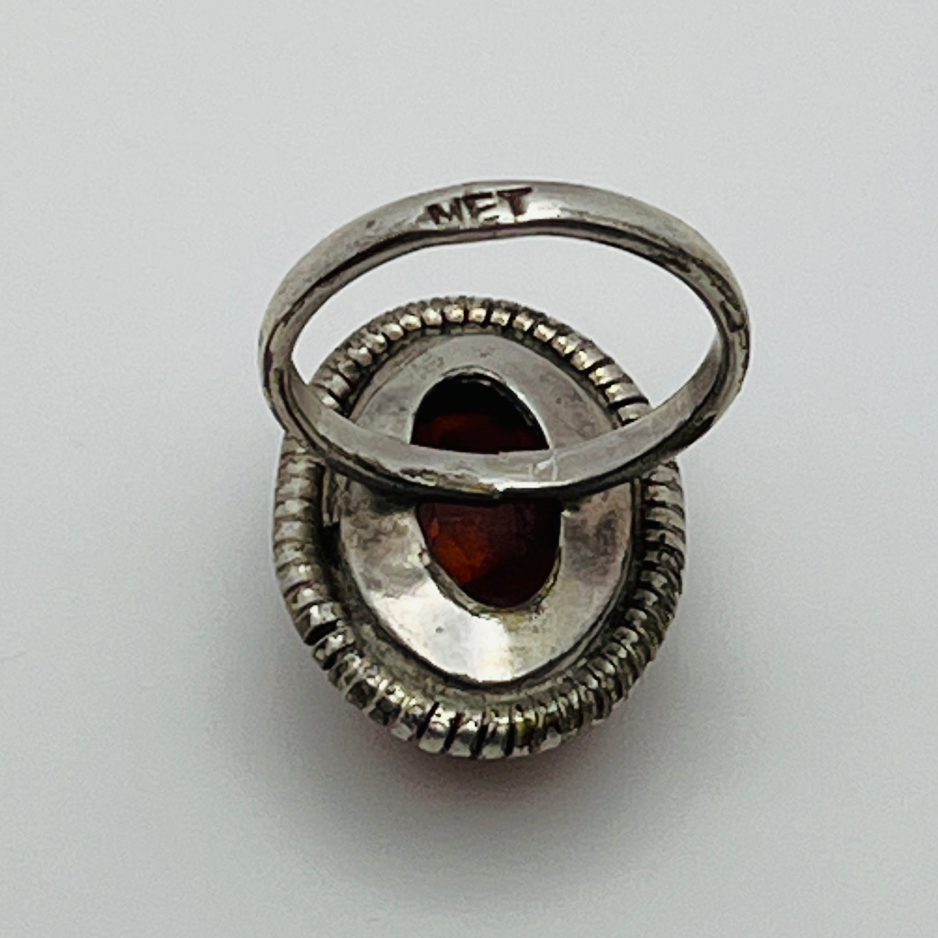 Vintage boho amber statement ring with natural inclusions