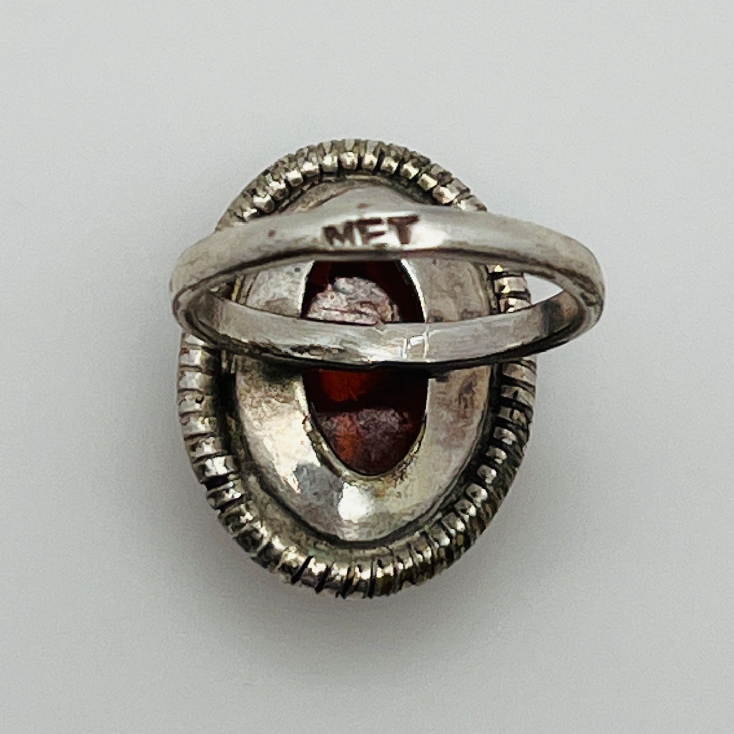 Vintage boho amber statement ring with natural inclusions