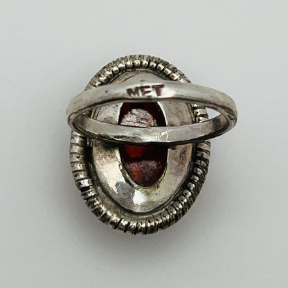 Vintage boho amber statement ring with natural inclusions