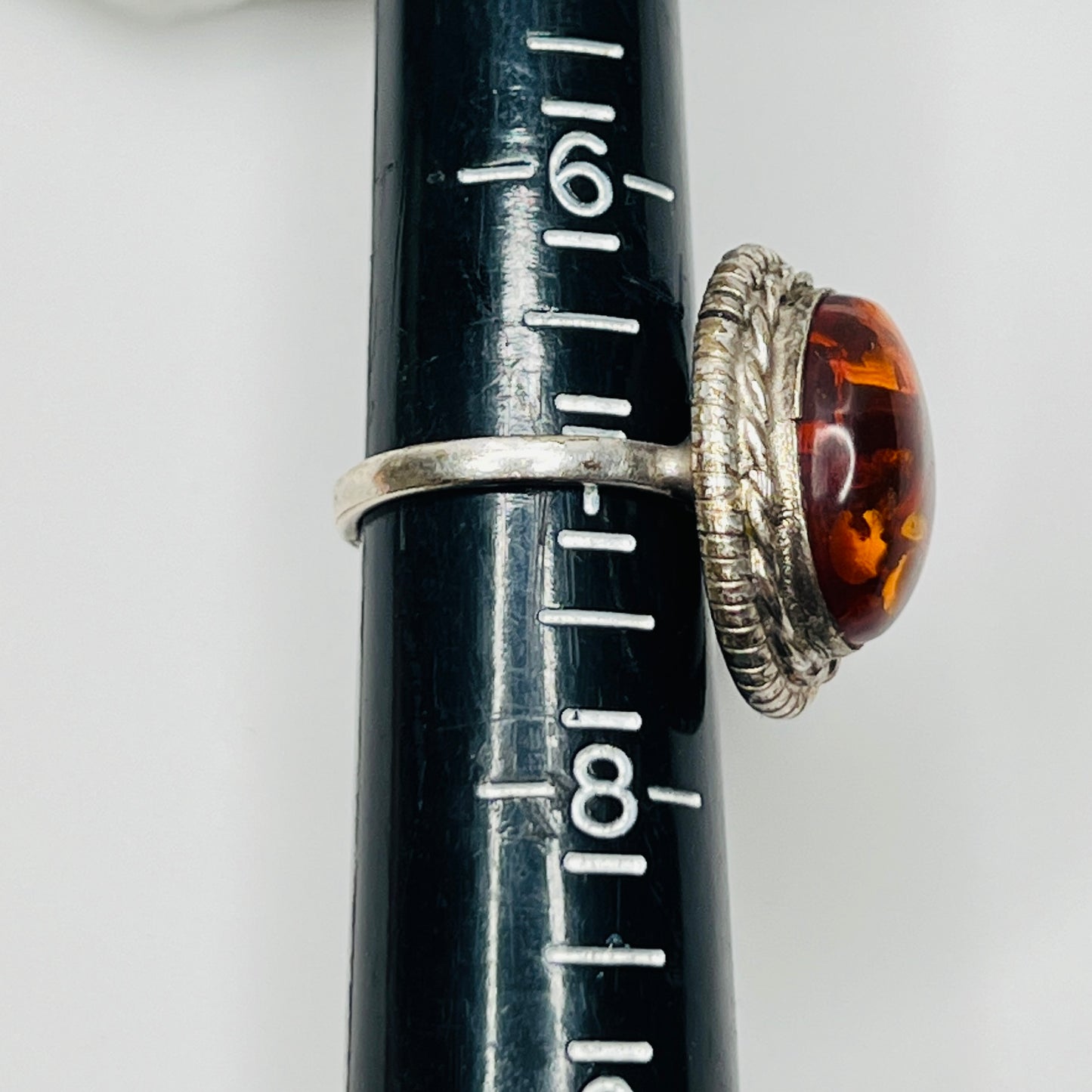 Vintage boho amber statement ring with natural inclusions