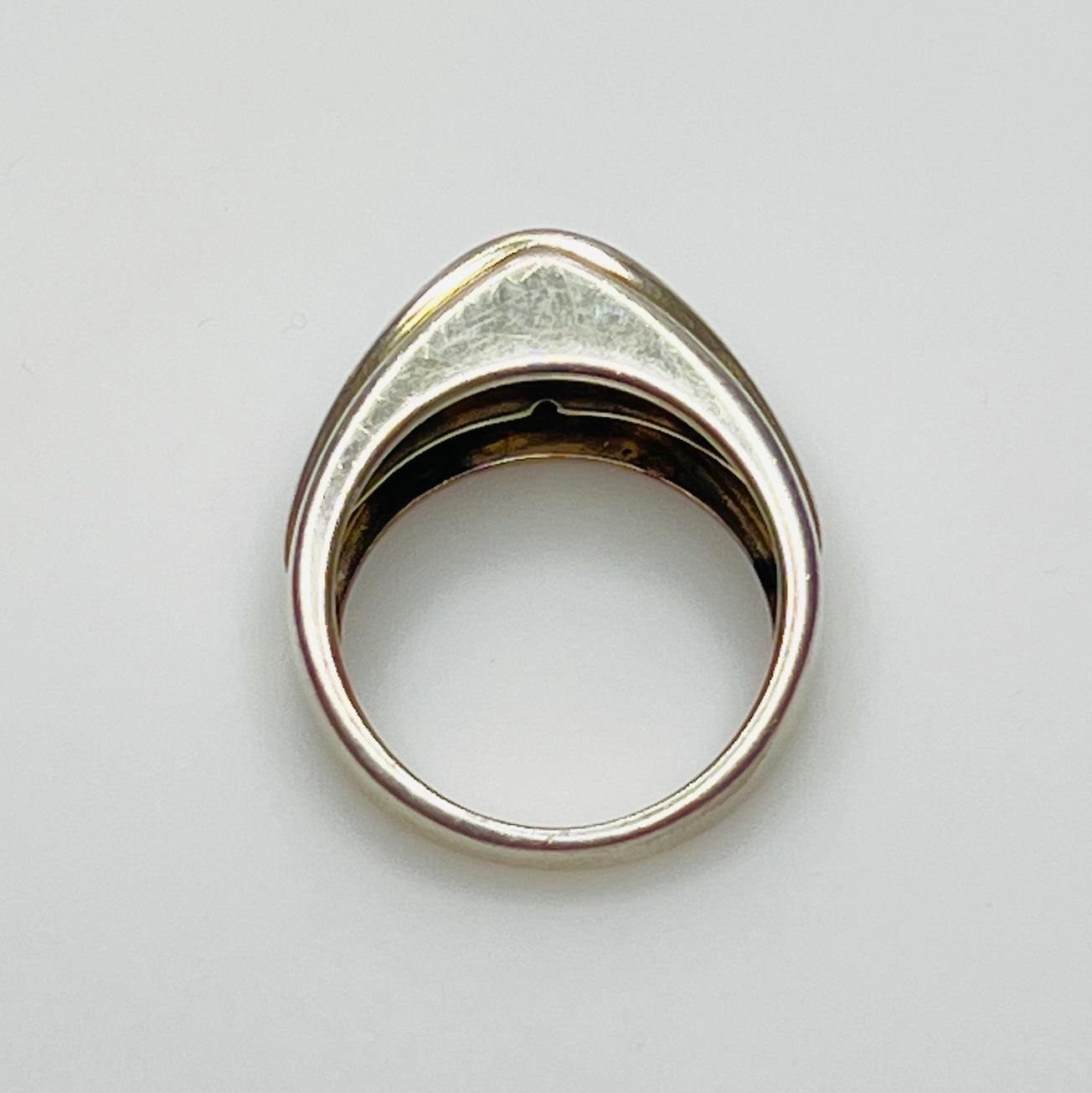 Vintage silver statement ring with modernist design