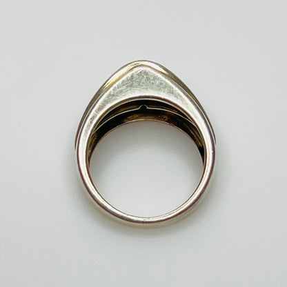 Vintage silver statement ring with modernist design