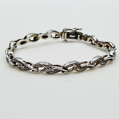 Sterling silver diamond link bracelet