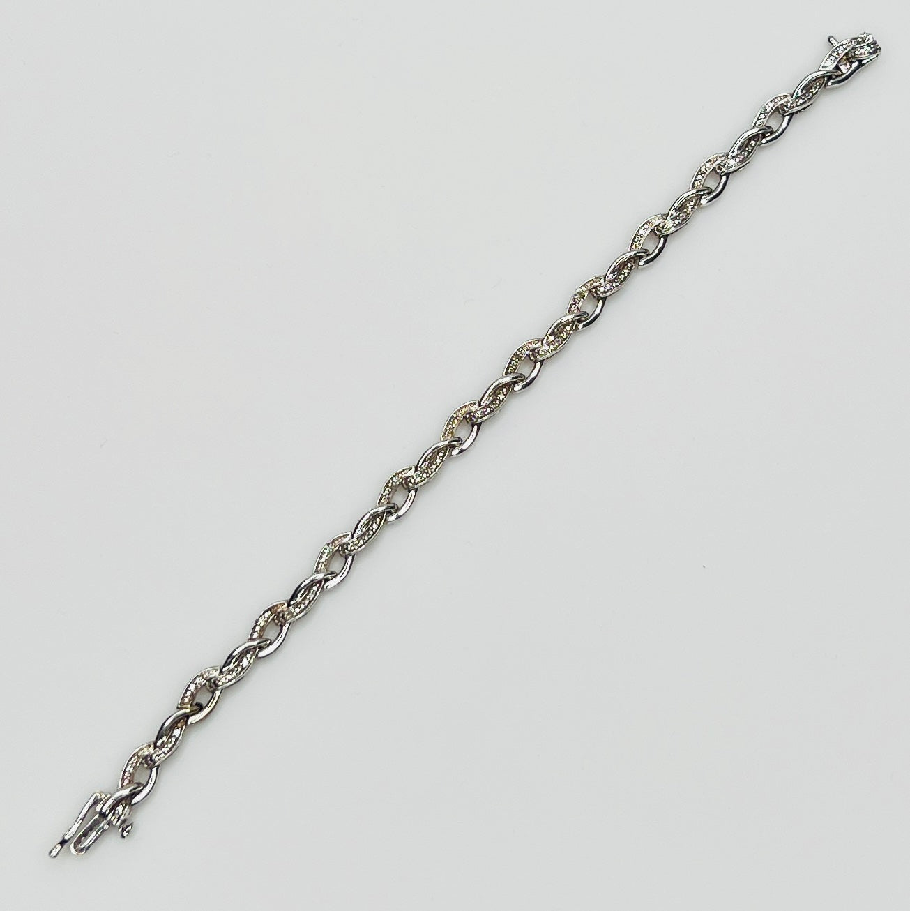 Full view of bracelet laid flat showing full length and clasp