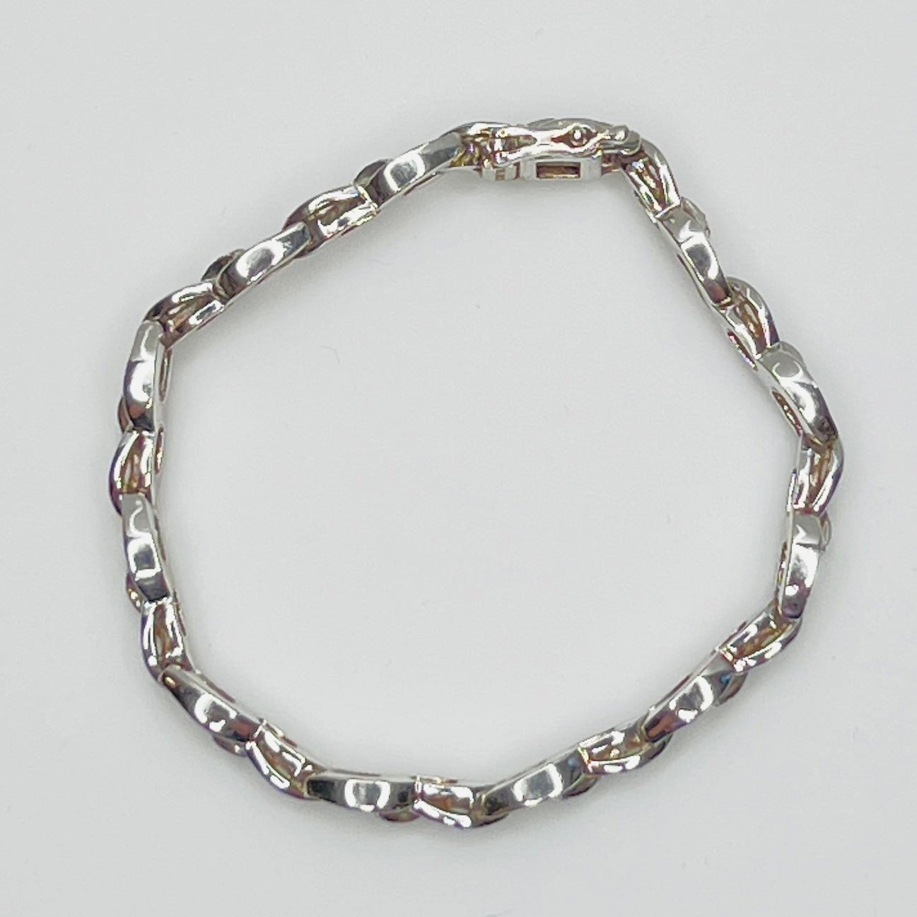 Sterling silver diamond link bracelet