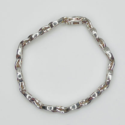 Sterling silver diamond link bracelet