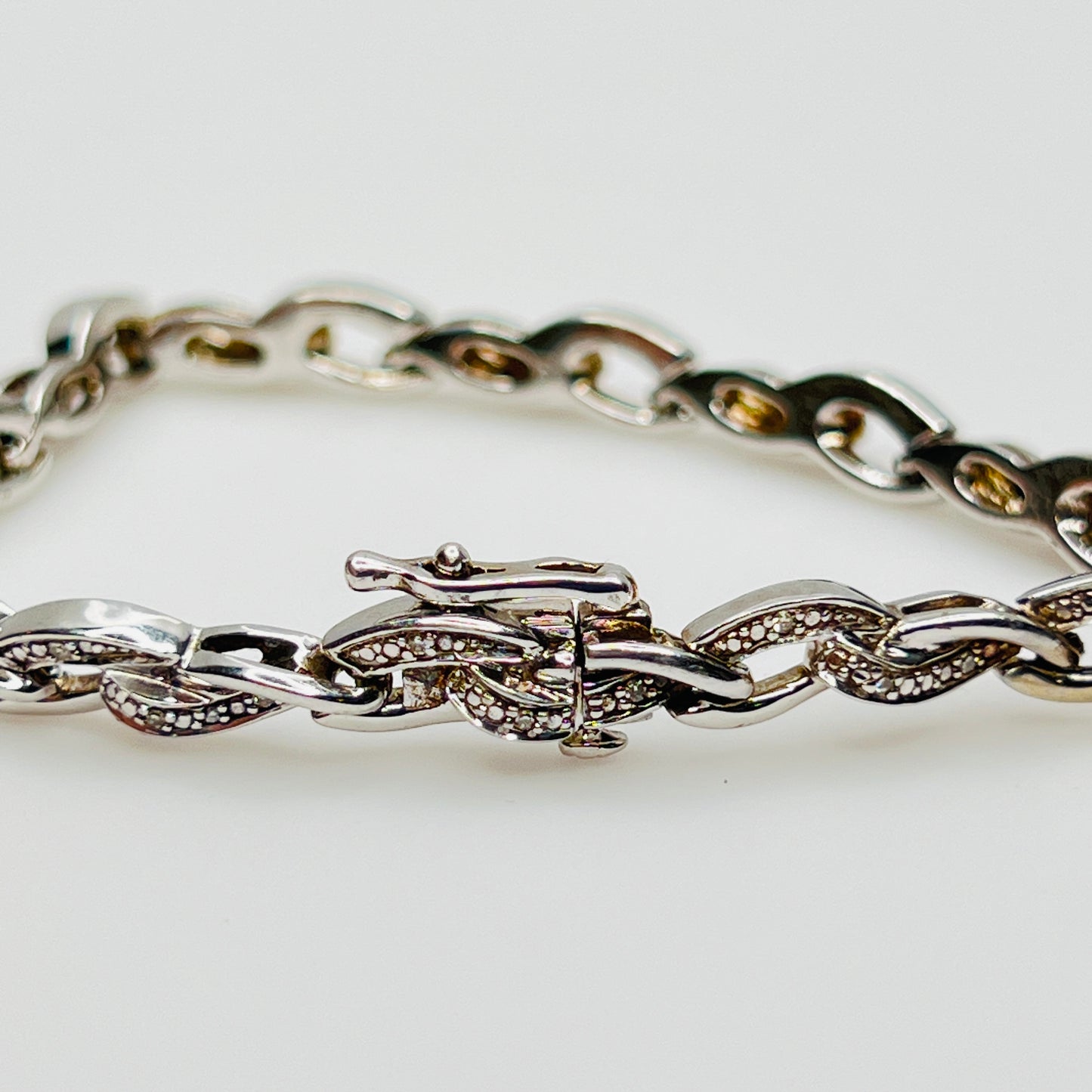 Sterling silver diamond link bracelet