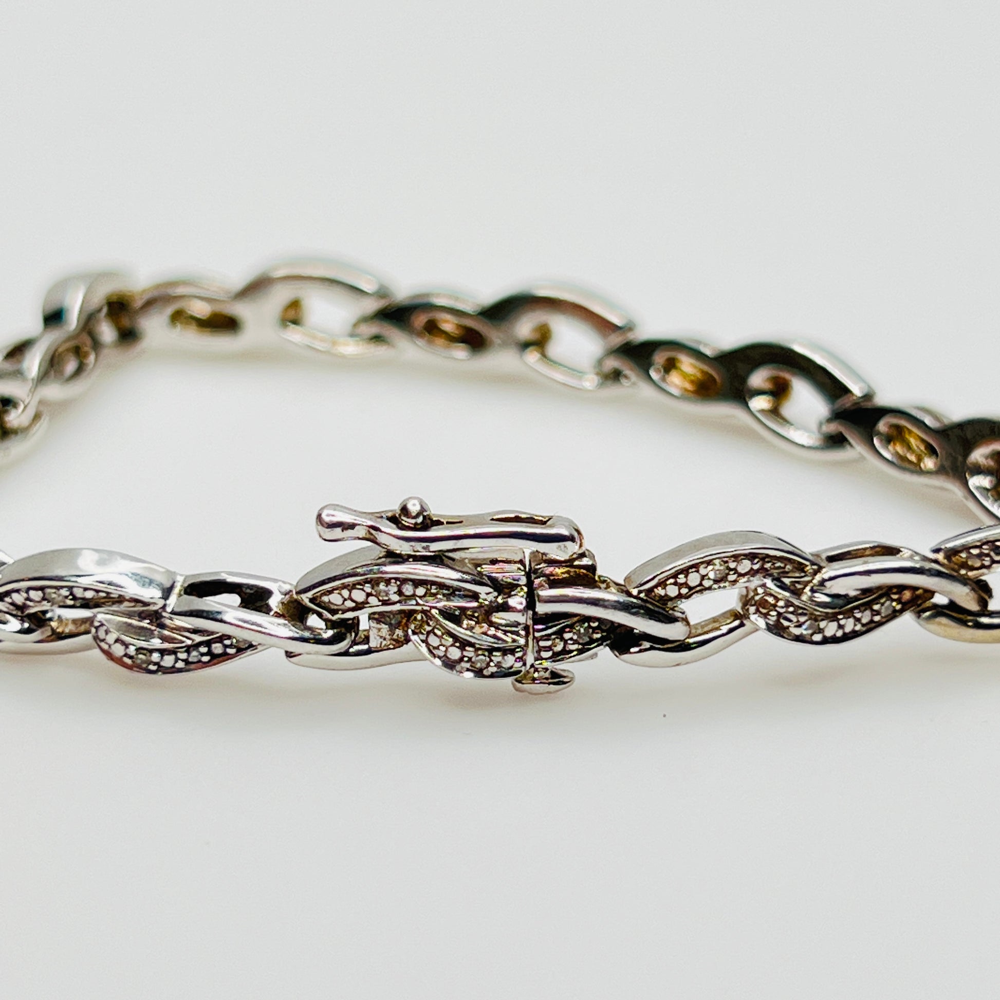 Sterling silver diamond link bracelet
