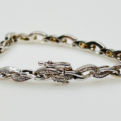 Sterling silver diamond link bracelet