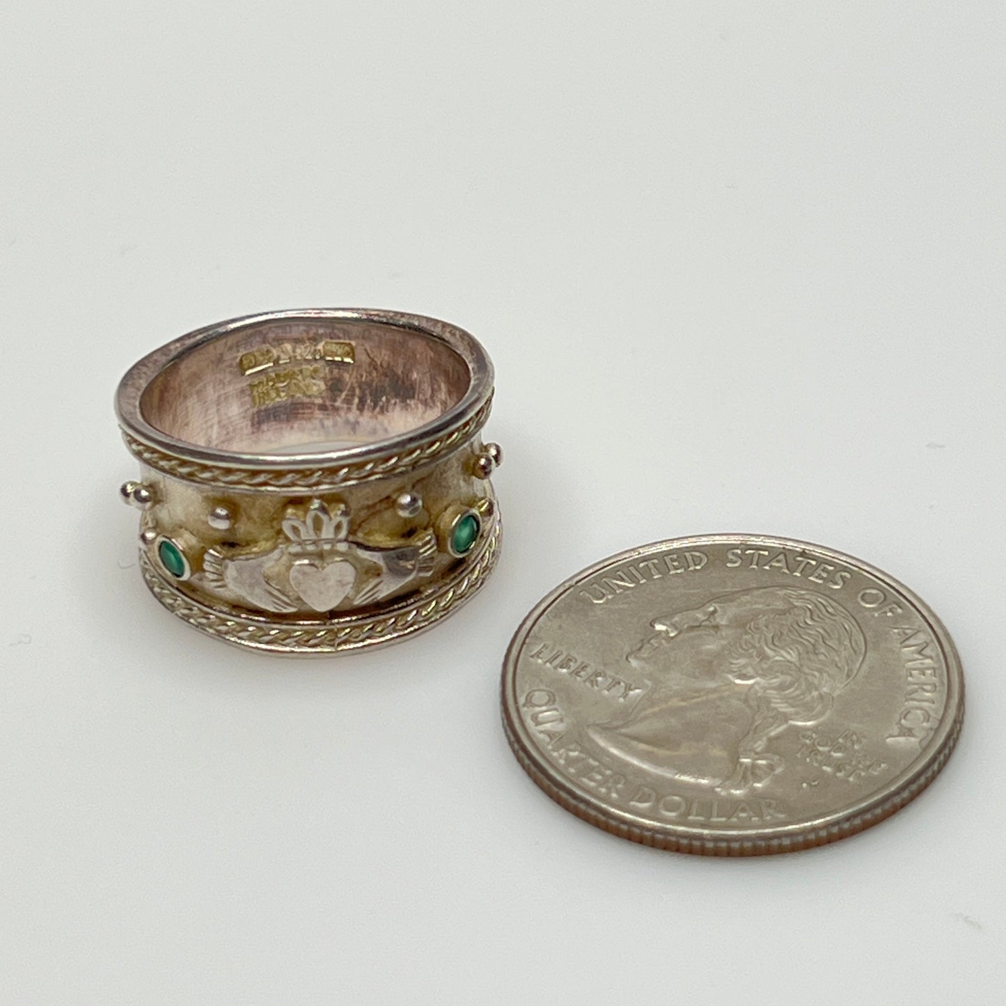 Inside of vintage silver ring stamped “Made in Ireland 925”