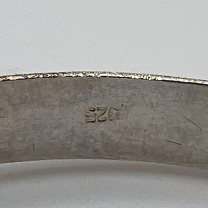 Vintage sterling silver hinged bangle with etched floral scroll design