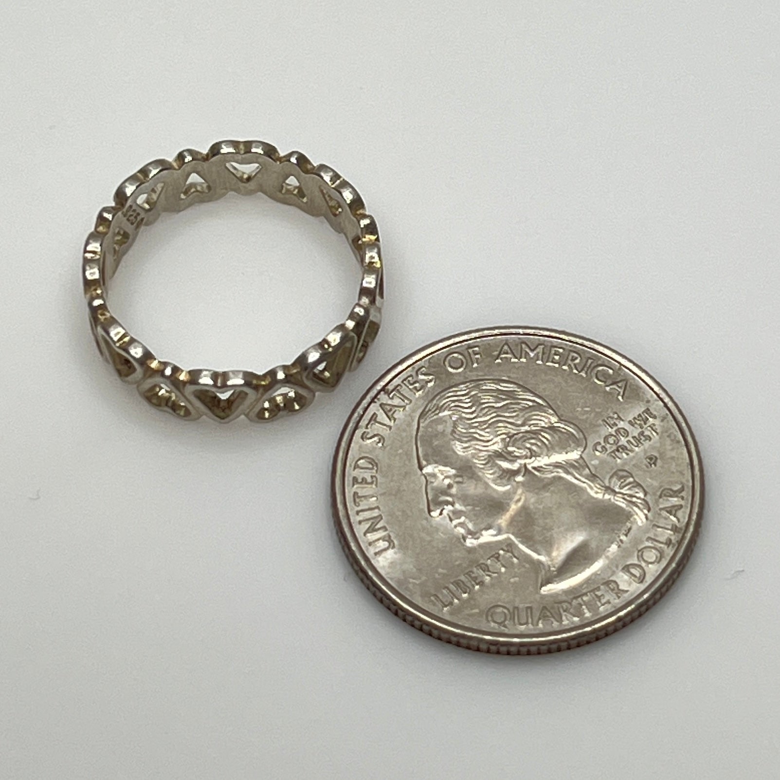 Vintage sterling silver infinity heart band ring size 6.5