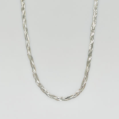 Vintage Italian silver braided necklace with spring ring clasp