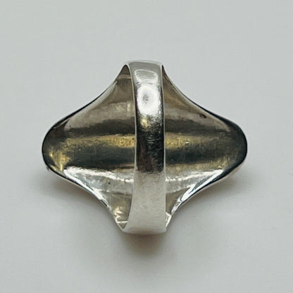 Vintage sterling silver and malachite ring with diagonal inlay, size 8