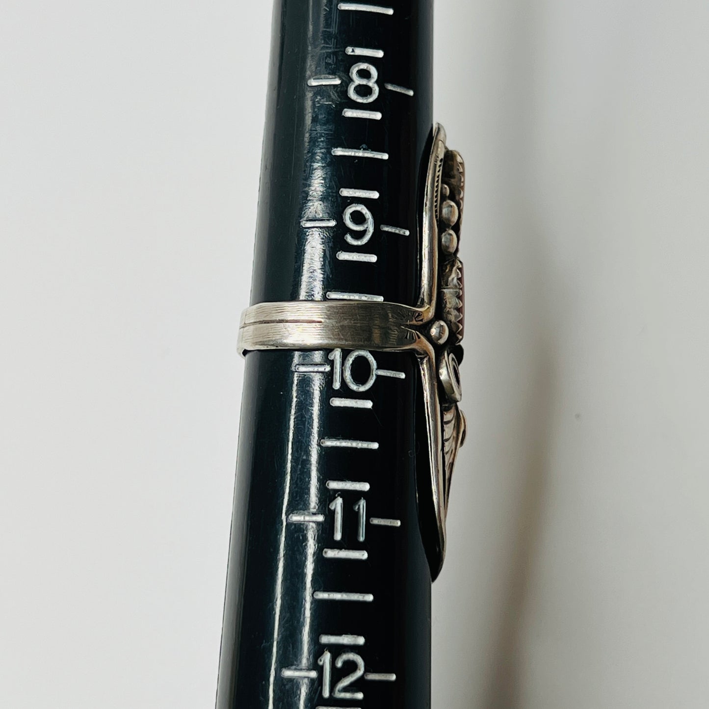 Sterling Silver Mother of Pearl Ring – Vintage Native American – Elongated Boho Statement, Size 9.75