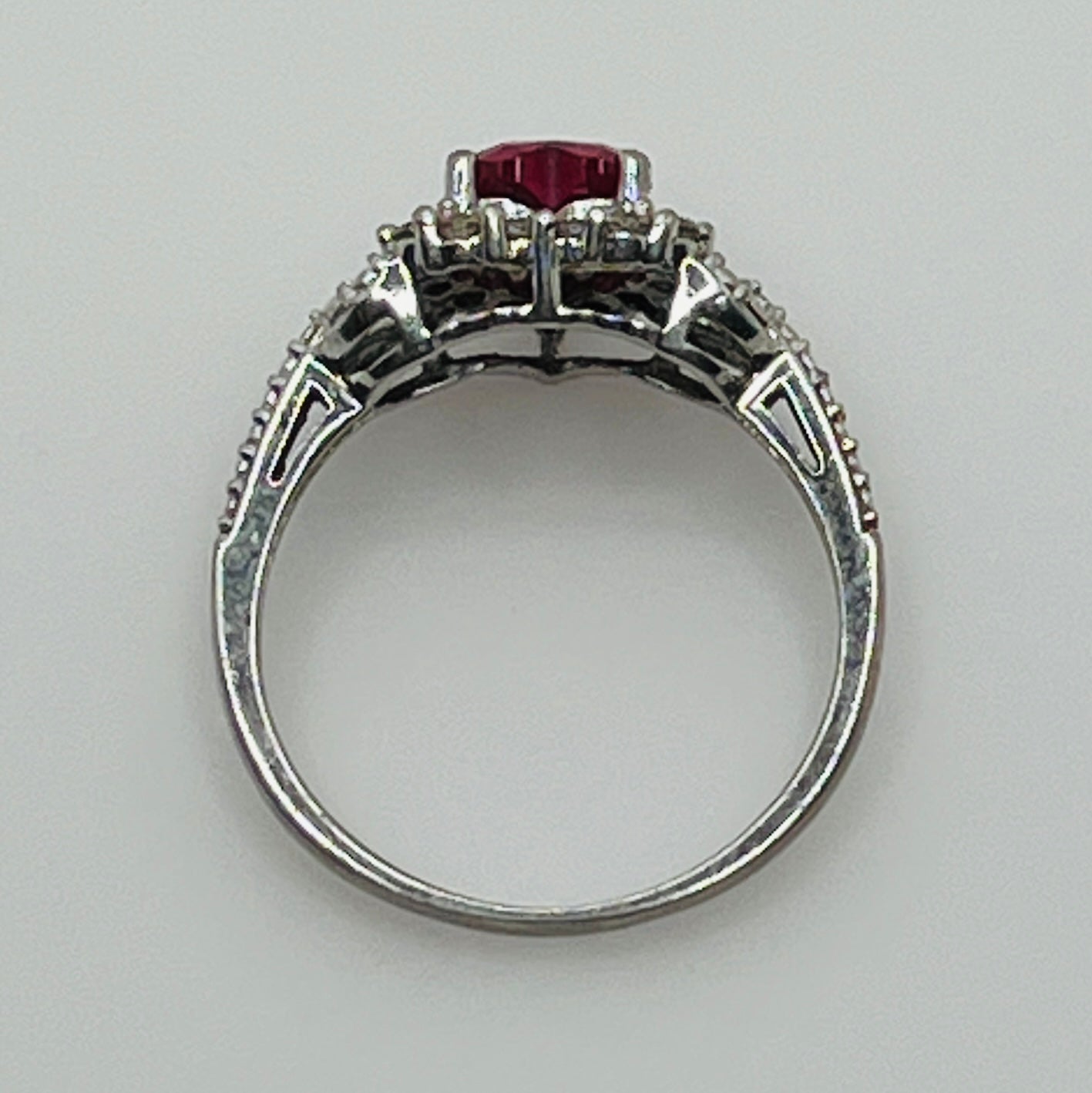 Romantic sterling heart-shaped ring with clear stone accents