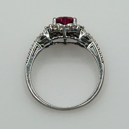 Romantic sterling heart-shaped ring with clear stone accents