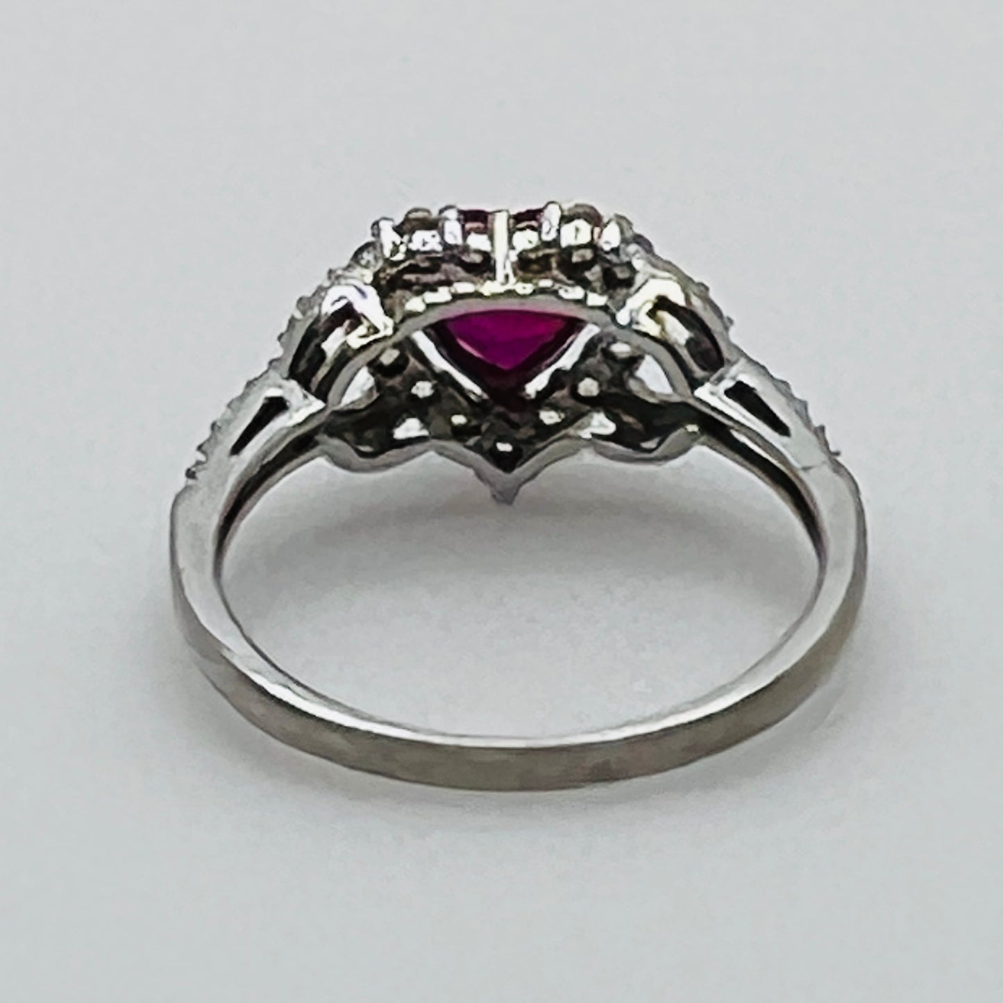 Romantic sterling heart-shaped ring with clear stone accents