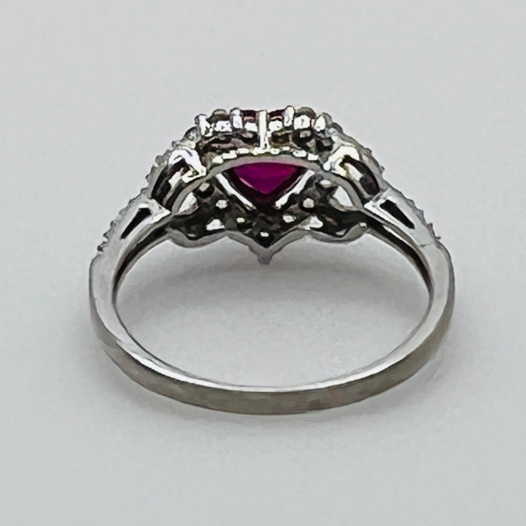 Romantic sterling heart-shaped ring with clear stone accents