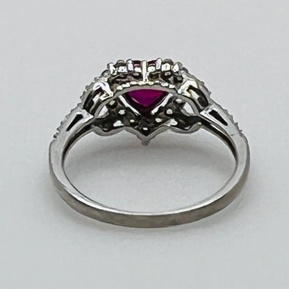 Romantic sterling heart-shaped ring with clear stone accents