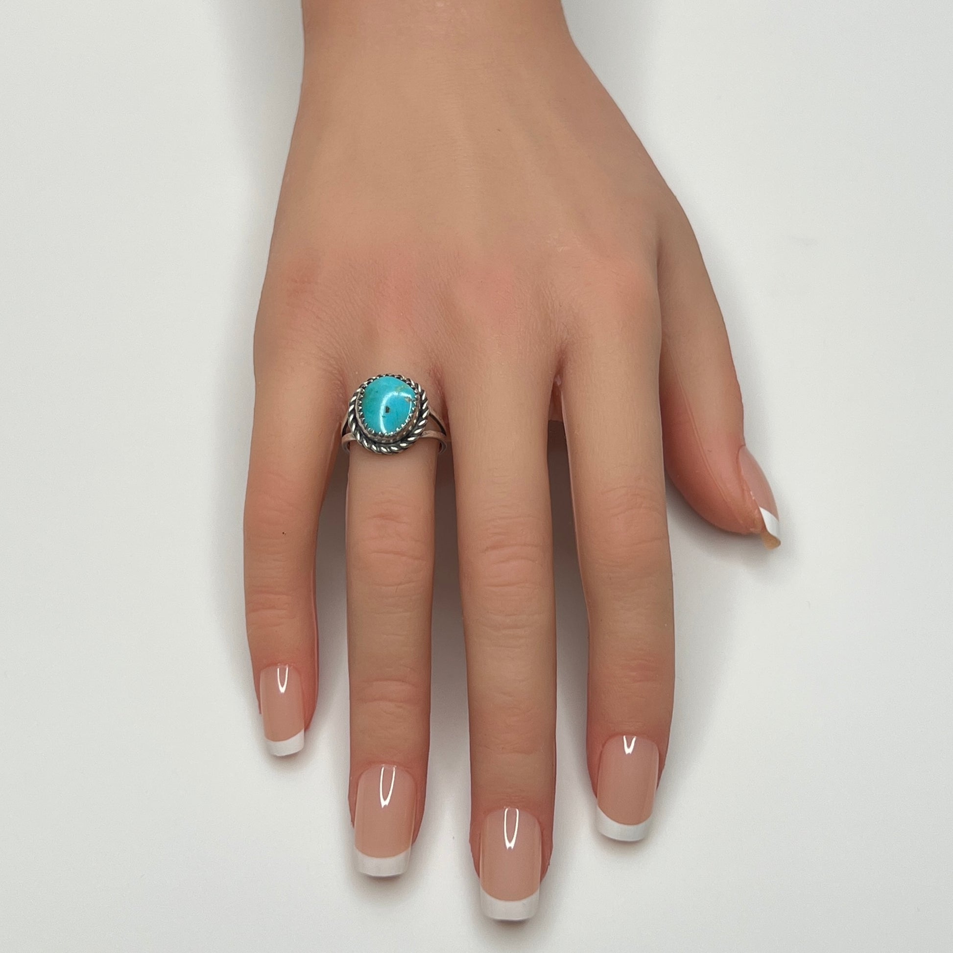 Vintage Navajo sterling silver ring with turquoise cabochon