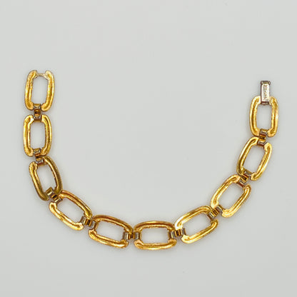 Full back view of 1980s sterling vermeil bracelet with geometric links
