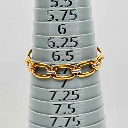 Bracelet shown on sizing cone measuring 8 inches in length