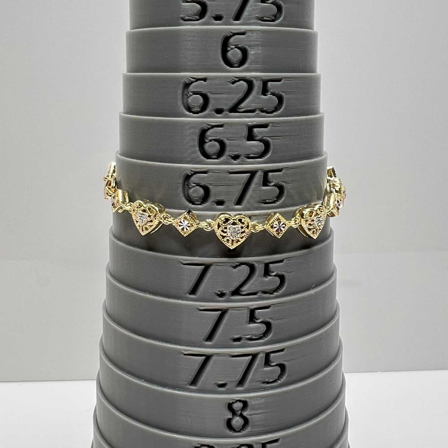 Vintage gold vermeil sterling silver bracelet and heart stud earrings with filigree detail