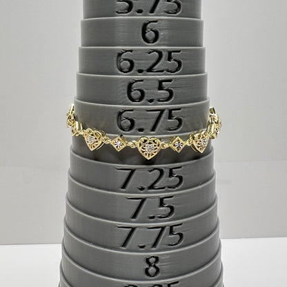 Vintage gold vermeil sterling silver bracelet and heart stud earrings with filigree detail