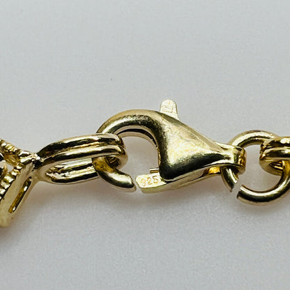 Vintage gold vermeil sterling silver bracelet and heart stud earrings with filigree detail