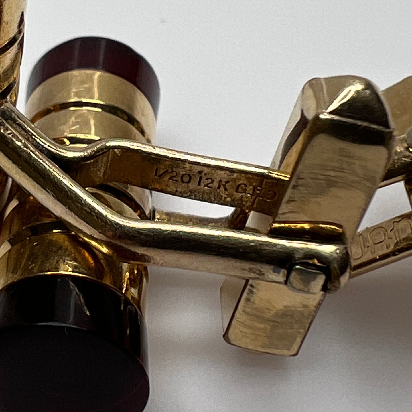 Back view showing 1/20 12K GF stamp on cufflink shank